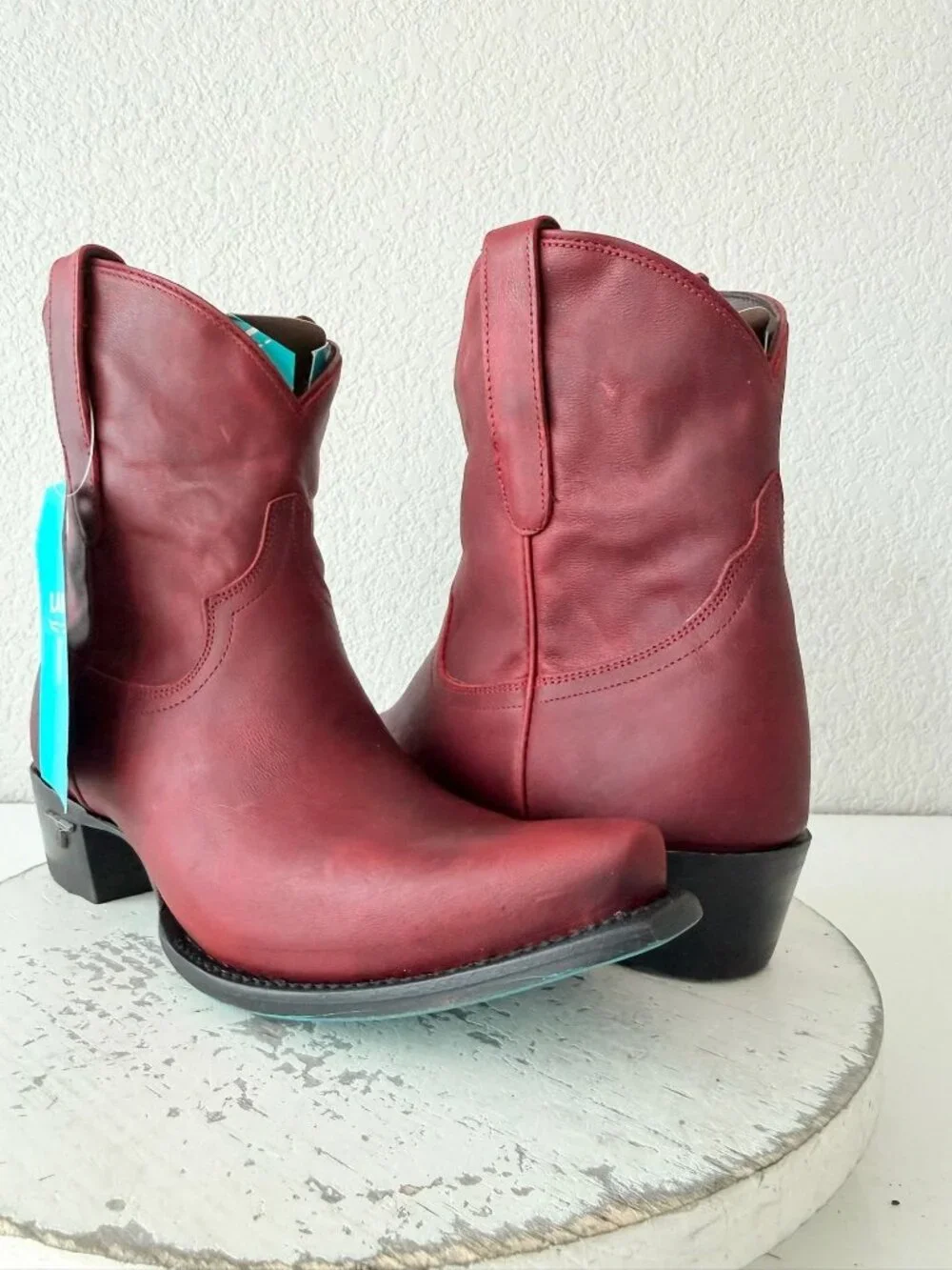 Lane Boots EMMA JANE Red Cowboy Booties Womens 9.5 Western Snip Toe Short Ankle